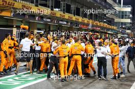 McLaren celebrate at the end of the race. 13.12.2020. Formula 1 World Championship, Rd 17, Abu Dhabi Grand Prix, Yas Marina Circuit, Abu Dhabi, Race Day.