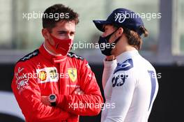 (L to R): Charles Leclerc (MON) Ferrari with Pierre Gasly (FRA) AlphaTauri. 13.12.2020. Formula 1 World Championship, Rd 17, Abu Dhabi Grand Prix, Yas Marina Circuit, Abu Dhabi, Race Day.