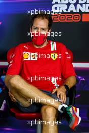 Sebastian Vettel (GER) Ferrari in the FIA Press Conference. 10.12.2020. Formula 1 World Championship, Rd 17, Abu Dhabi Grand Prix, Yas Marina Circuit, Abu Dhabi, Preparation Day.