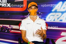 Lando Norris (GBR) McLaren in the FIA Press Conference. 10.12.2020. Formula 1 World Championship, Rd 17, Abu Dhabi Grand Prix, Yas Marina Circuit, Abu Dhabi, Preparation Day.