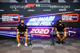 (L to R): Kevin Magnussen (DEN) Haas F1 Team and Pietro Fittipaldi (BRA) Haas F1 Team in the FIA Press Conference. 10.12.2020. Formula 1 World Championship, Rd 17, Abu Dhabi Grand Prix, Yas Marina Circuit, Abu Dhabi, Preparation Day.