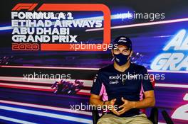 Sergio Perez (MEX) Racing Point F1 Team in the FIA Press Conference. 10.12.2020. Formula 1 World Championship, Rd 17, Abu Dhabi Grand Prix, Yas Marina Circuit, Abu Dhabi, Preparation Day.