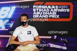 Daniil Kvyat (RUS) AlphaTauri in the FIA Press Conference. 10.12.2020. Formula 1 World Championship, Rd 17, Abu Dhabi Grand Prix, Yas Marina Circuit, Abu Dhabi, Preparation Day.