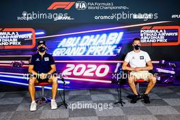 (L to R): Pierre Gasly (FRA) AlphaTauri and team mate Daniil Kvyat (RUS) AlphaTauri in the FIA Press Conference. 10.12.2020. Formula 1 World Championship, Rd 17, Abu Dhabi Grand Prix, Yas Marina Circuit, Abu Dhabi, Preparation Day.