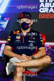 Max Verstappen (NLD) Red Bull Racing in the FIA Press Conference. 10.12.2020. Formula 1 World Championship, Rd 17, Abu Dhabi Grand Prix, Yas Marina Circuit, Abu Dhabi, Preparation Day.