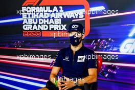 Pierre Gasly (FRA) AlphaTauri in the FIA Press Conference. 10.12.2020. Formula 1 World Championship, Rd 17, Abu Dhabi Grand Prix, Yas Marina Circuit, Abu Dhabi, Preparation Day.