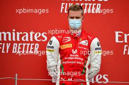 Second placed Mick Schumacher (GER) PREMA Racing on the podium. 09.08.2020. FIA Formula 2 Championship, Rd 5, Silverstone, England, Sunday.