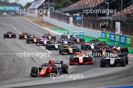 Race winner Felipe Drugovich (BRA) MP Motorsport leads at the start of the race. 16.08.2020. FIA Formula 2 Championship, Rd 6, Barcelona, Spain, Sunday.