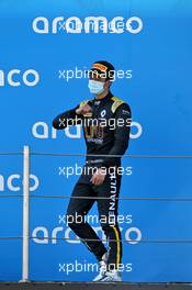 Guanyu Zhou (CHN) Uni-Virtuosi Racing celebrates his third position on the podium. 15.08.2020. FIA Formula 2 Championship, Rd 6, Barcelona, Spain, Saturday.