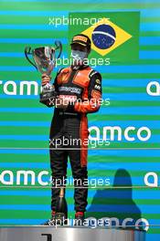 Race winner Felipe Drugovich (BRA) MP Motorsport celebrates on the podium. 16.08.2020. FIA Formula 2 Championship, Rd 6, Barcelona, Spain, Sunday.