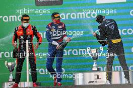 The podium (L to R): Nobuharu Matsushita (JPN) MP Motorsport, race winner; rsh, second; Guanyu Zhou (CHN) Renault F1 Team Test Driver, third. 15.08.2020. FIA Formula 2 Championship, Rd 6, Barcelona, Spain, Saturday.