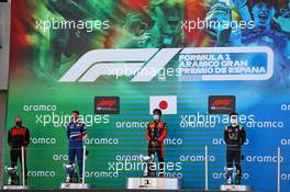 The podium (L to R): Robert Shwartzman (RUS) PREMA Racing, second; Nobuharu Matsushita (JPN) MP Motorsport, race winner; Guanyu Zhou (CHN) Uni-Virtuosi Racing, third. 15.08.2020. FIA Formula 2 Championship, Rd 6, Barcelona, Spain, Saturday.