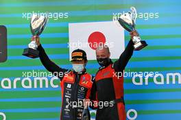 Race winner Nobuharu Matsushita (JPN) MP Motorsport celebrates on the podium. 15.08.2020. FIA Formula 2 Championship, Rd 6, Barcelona, Spain, Saturday.