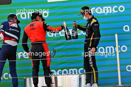 The podium (L to R): Robert Shwartzman (RUS) PREMA Racing, second; Nobuharu Matsushita (JPN) MP Motorsport, race winner; Guanyu Zhou (CHN) Uni-Virtuosi Racing, third. 15.08.2020. FIA Formula 2 Championship, Rd 6, Barcelona, Spain, Saturday.