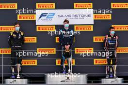 The podium (L to R): Christian Lundgaard (DEN) ART, second; Dan Ticktum (GBR) Dams, race winner; Louis Deletraz (SUI) Charouz Racing System, third.  02.08.2020. FIA Formula 2 Championship, Rd 4, Silverstone, England, Sunday.