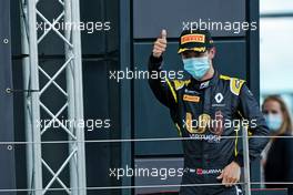 Guanyu Zhou (CHN) Uni-Virtuosi Racing on the podium. 01.08.2020. FIA Formula 2 Championship, Rd 4, Silverstone, England, Saturday.