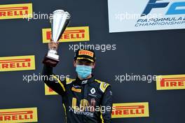 Guanyu Zhou (CHN) Uni-Virtuosi Racing on the podium. 01.08.2020. FIA Formula 2 Championship, Rd 4, Silverstone, England, Saturday.