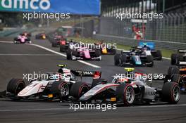 (L to R): Christian Lundgaard (DEN) ART battle for position with Luca Ghiotto (ITA) Hitech. 18.07.2020. FIA Formula 2 Championship, Rd 3, Budapest, Hungary, Saturday.