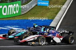 Louis Deletraz (SUI) Charouz Racing System battle for position with Dan Ticktum (GBR) Dams. 18.07.2020. FIA Formula 2 Championship, Rd 3, Budapest, Hungary, Saturday.
