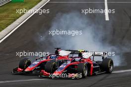 Roy Nissany (ISR) Trident crashes into team mate Marino Sato (JPN) Trident. 18.07.2020. FIA Formula 2 Championship, Rd 3, Budapest, Hungary, Saturday.