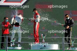The podium (L to R): Luca Ghiotto (ITA) Hitech, second; Mick Schumacher (GER) PREMA Racing, race winner; Christian Lundgaard (DEN) ART, third. 05.09.2020. Formula 2 Championship, Rd 8, Monza, Italy, Saturday.