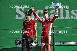 Race winner Mick Schumacher (GER) PREMA Racing celebrates on the podium. 05.09.2020. Formula 2 Championship, Rd 8, Monza, Italy, Saturday.