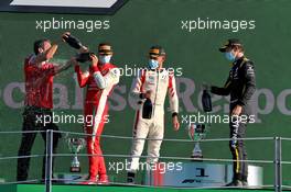 The podium: Luca Ghiotto (ITA) Hitech, second; Mick Schumacher (GER) PREMA Racing, race winner; Christian Lundgaard (DEN) ART, third. 05.09.2020. Formula 2 Championship, Rd 8, Monza, Italy, Saturday.
