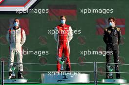 The podium (L to R): Luca Ghiotto (ITA) Hitech, second; Mick Schumacher (GER) PREMA Racing, race winner; Christian Lundgaard (DEN) ART, third. 05.09.2020. Formula 2 Championship, Rd 8, Monza, Italy, Saturday.