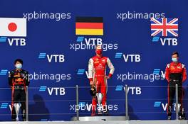 The podium (L to R): Yuki Tsunoda (JPN) Carlin, second; Mick Schumacher (GER) PREMA Racing, race winner; Callum Ilott (GBR) Uni-Virtuosi Racing, third. 26.09.2020. FIA Formula 2 Championship, Rd 10, Sochi, Russia, Saturday.