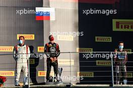 The podium (L to R): Luca Ghiotto (ITA) Hitech, second; Nikita Mazepin (RUS) Hitech, race winner; Louis Deletraz (SUI) Charouz Racing System, third. 12.09.2020. Formula 2 Championship, Rd 9, Mugello, Italy, Saturday.