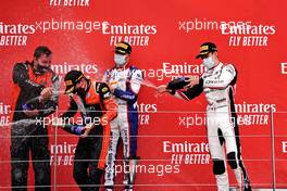 The podium: Lirim Zendeli (GER) Trident (Centre), second; Bent Viscaal (NLD) MP Motorsport (Left), race winner; Theo Pourchaire (FRA) ART (Right), third. 09.08.2020. FIA Formula 3 Championship, Rd 5, Silverstone, England, Sunday.