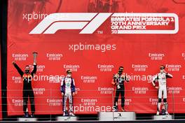 The podium (L to R): Lirim Zendeli (GER) Trident, second; Bent Viscaal (NLD) MP Motorsport, race winner; Theo Pourchaire (FRA) ART, third. 09.08.2020. FIA Formula 3 Championship, Rd 5, Silverstone, England, Sunday.