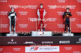 The podium (L to R): Jake Hughes (GBR) HWA RACELAB, second; Logan Sargeant (USA) PREMA Racing, race winner; Liam Lawson (NZL) Hitech, third. 08.08.2020. FIA Formula 3 Championship, Rd 5, Silverstone, England, Saturday.