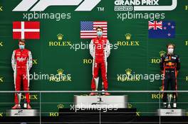 The podium (L to R): Frederik Vesti (DEN) PREMA Racing, second; Logan Sargeant (USA) PREMA Racing, race winner; Liam Lawson (NZL) Hitech, third. 30.08.2020. Formula 3 Championship, Rd 7, Spa-Francorchamps, Belgium, Sunday.