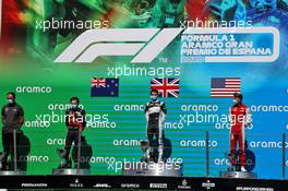 The podium (L to R): Liam Lawson (NZL) Hitech, second; Jake Hughes (GBR) HWA RACELAB, race winner; Logan Sargeant (USA) PREMA Racing, third. 15.08.2020. FIA Formula 3 Championship, Rd 6, Barcelona, Spain, Saturday.
