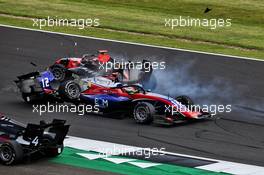Crashg involving Olli Caldwell (GBR) Trident and Lukas Dunner (AUT) MP Motorsport. 01.08.2020. FIA Formula 3 Championship, Rd 4, Silverstone, England, Saturday.