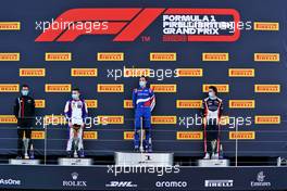 The podium (L to R): David Beckmann (GER) Trident, second; Alexander Smolyar (RUS) ART, race winner; Clement Novalak (GBR) Carlin, third. 02.08.2020. FIA Formula 3 Championship, Rd 4, Silverstone, England, Sunday.