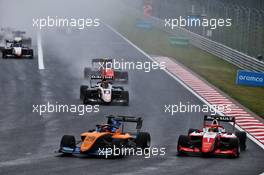 (L to R): Alex Peroni (AUS) Campos Racing and Oscar Piastri (AUS) PREMA Racing battle for position. 19.07.2020. FIA Formula 3 Championship, Rd 3, Budapest, Hungary, Sunday.
