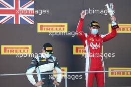 2nd place Jake Hughes (GBR) HWA RACELAB with 1st place Frederik Vesti (DEN) PREMA Racing and 3rd place Theo Pourchaire (FRA) ART. 12.09.2020. Formula 3 Championship, Rd 9, Mugello, Italy, Saturday.