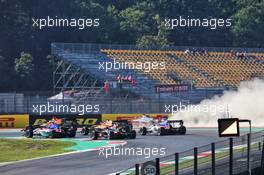 Logan Sargeant (USA) PREMA Racing crashes out with Lirim Zendeli (GER) Trident at the start of the race. 13.09.2020. Formula 3 Championship, Rd 9, Mugello, Italy, Sunday.