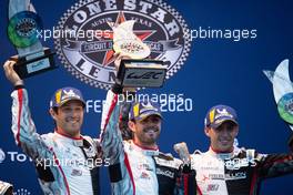 (L to R): race winners Bruno Senna (BRA),  Norman Nato (FRA), and Gustavo Menezes (USA) #01 Rebellion Racing, celebrate on the podium. 23.02.2020. FIA World Endurance Championship, Rd 5, Circuit of the Americas, Austin, Texas, USA.
