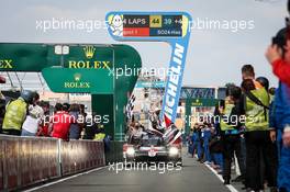 Race winners Brendon Hartley (NZL), Sebastien Buemi (SUI) and Kazuki Nakajima (JPN), driving the #08 Toyota Gazoo Racing Toyota TS050 Hybrid, celebrate at the end of the race. 20.09.2020. FIA World Endurance Championship, Le Mans 24 Hours, Race, Le Mans, France. Sunday.