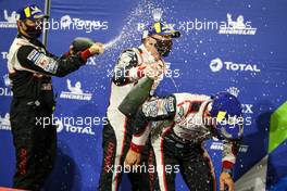 Race winner Mike Conway (GBR) #07 Toyota Gazoo Racing, celebrates in parc ferme with Jose Maria Lopez (ARG). 14.11.2020. FIA World Endurance Championship, Round 8, Eight Hours of Bahrain, Sakhir, Bahrain, Saturday.