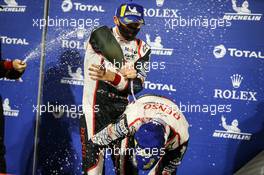 Race winner Mike Conway (GBR) #07 Toyota Gazoo Racing, celebrates in parc ferme with Jose Maria Lopez (ARG). 14.11.2020. FIA World Endurance Championship, Round 8, Eight Hours of Bahrain, Sakhir, Bahrain, Saturday.
