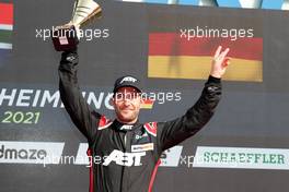 Mike Rockenfeller (GER) (ABT Sportsline -  Audi R8 LMS ) freut sich über den dritten Platz  02.10.2021, DTM Round 7, Hockenheimring, Germany, Saturday.