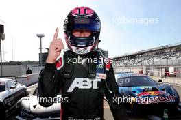 Kelvin van der Linde (SA) (ABT Sportsline - Audi R8 LMS) freut sich über die Pole  02.10.2021, DTM Round 7, Hockenheimring, Germany, Saturday.