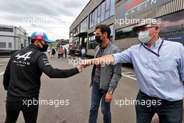 (L to R): Guanyu Zhou (CHN) Alpine F1 Team Test Driver with Mark Webber (AUS) Channel 4 Presenter and Joe Saward (GBR) Journalist. 02.07.2021. Formula 1 World Championship, Rd 9, Austrian Grand Prix, Spielberg, Austria, Practice Day.