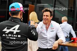 (L to R): Guanyu Zhou (CHN) Alpine F1 Team Test Driver with Toto Wolff (GER) Mercedes AMG F1 Shareholder and Executive Director. 02.07.2021. Formula 1 World Championship, Rd 9, Austrian Grand Prix, Spielberg, Austria, Practice Day.