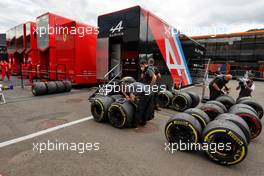 Pirelli tyres used by the Alpine F1 Team. 02.07.2021. Formula 1 World Championship, Rd 9, Austrian Grand Prix, Spielberg, Austria, Practice Day.