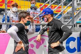(L to R): Lance Stroll (CDN) Aston Martin F1 Team and Esteban Ocon (FRA) Alpine F1 Team on the grid. 04.07.2021. Formula 1 World Championship, Rd 9, Austrian Grand Prix, Spielberg, Austria, Race Day.